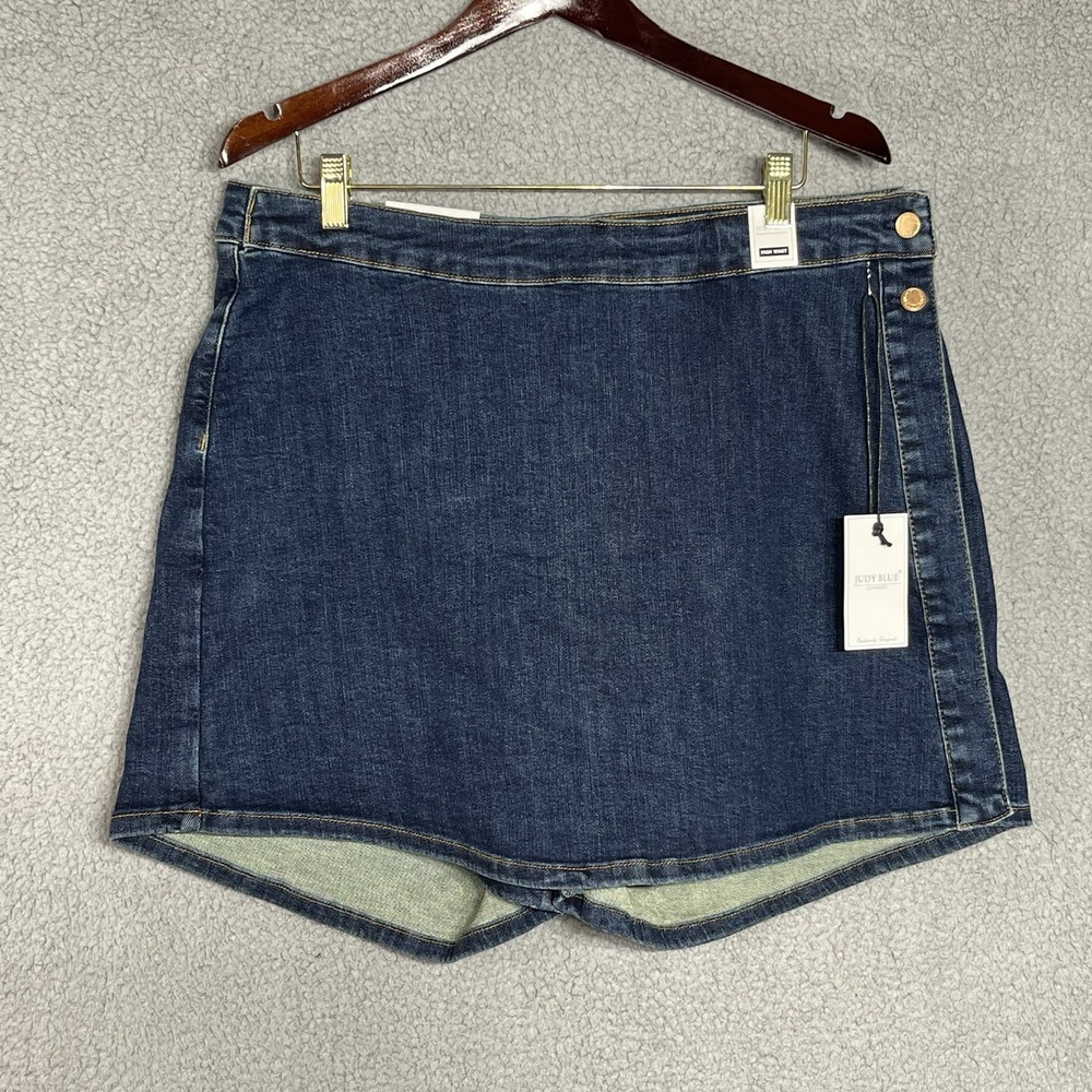 Judy Blue Jean Skort Sz 2XL Denim Skirt High Waist Dark Wash JB2805 Festival